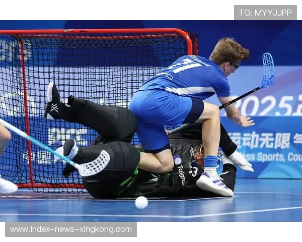 曲棍球守门员装甲太重跌倒爬不起来